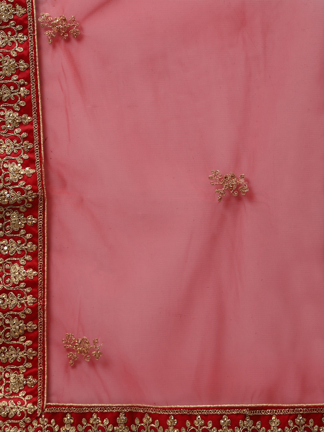 Bridal Semi-stitched Lehenga Set with Mughal Motif Embroidery & Crystal Embellishments