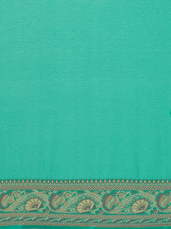 Banarasi Jamdani inspired Ethnic Saree with Floral Intricate border and Heavy Pallu