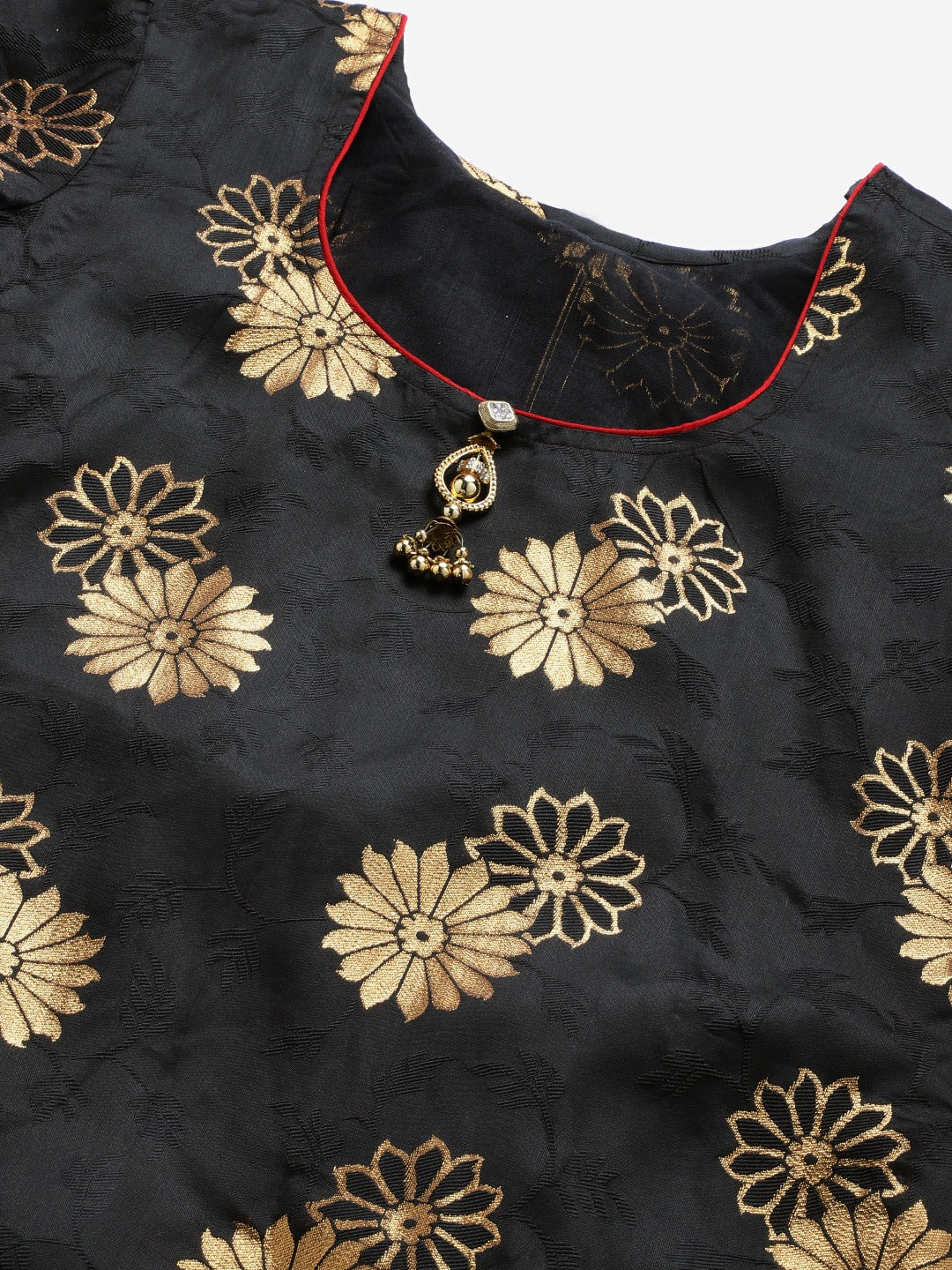 Banarasi Silk Stitched Suit Dupatta with Pallazzos , Gold Tassels & Banarasi Dupatta