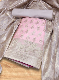 Chhabra 555 Banarasi Chanderi Dress Material with Contrast color Handloom weaving & Tasseled Dupatta