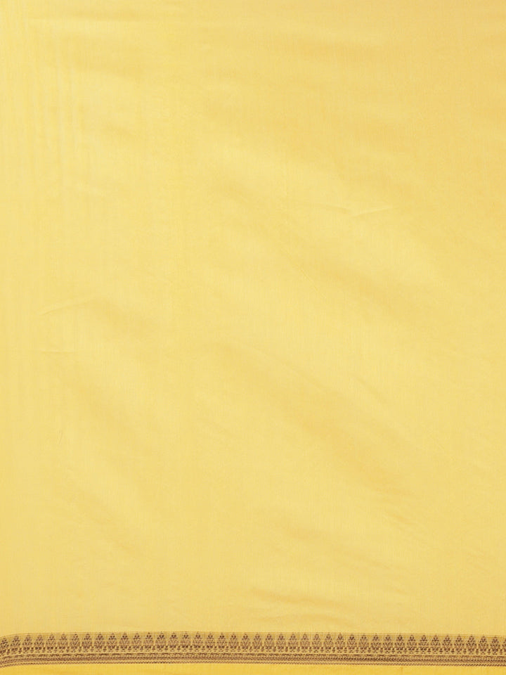 Sunshine Yellow Banarasi Chanderi Saree with Oxdized Floral Resham Weaving
