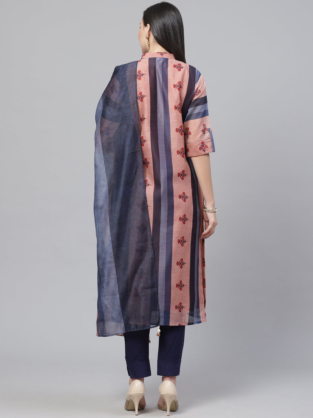 Chanderi Silk Dress Material with Digital Handloom & Indie Print with Maheshwari Dupatta