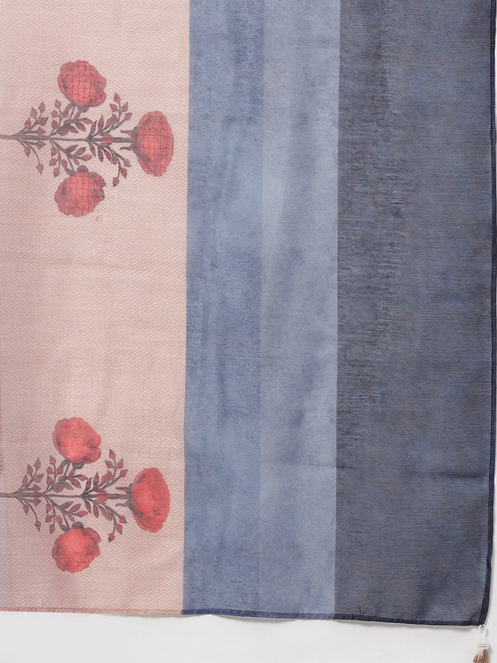 Chanderi Silk Dress Material with Digital Handloom & Indie Print with Maheshwari Dupatta