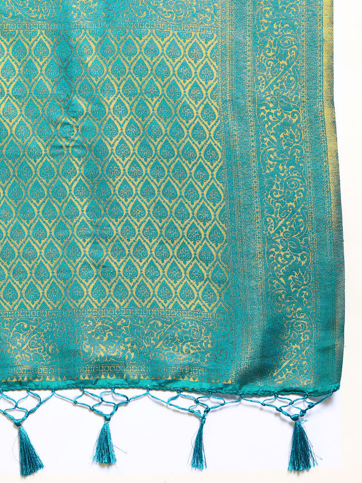 Zari Woven Ethnic Kanjeevaram Handloom Saree with Gold