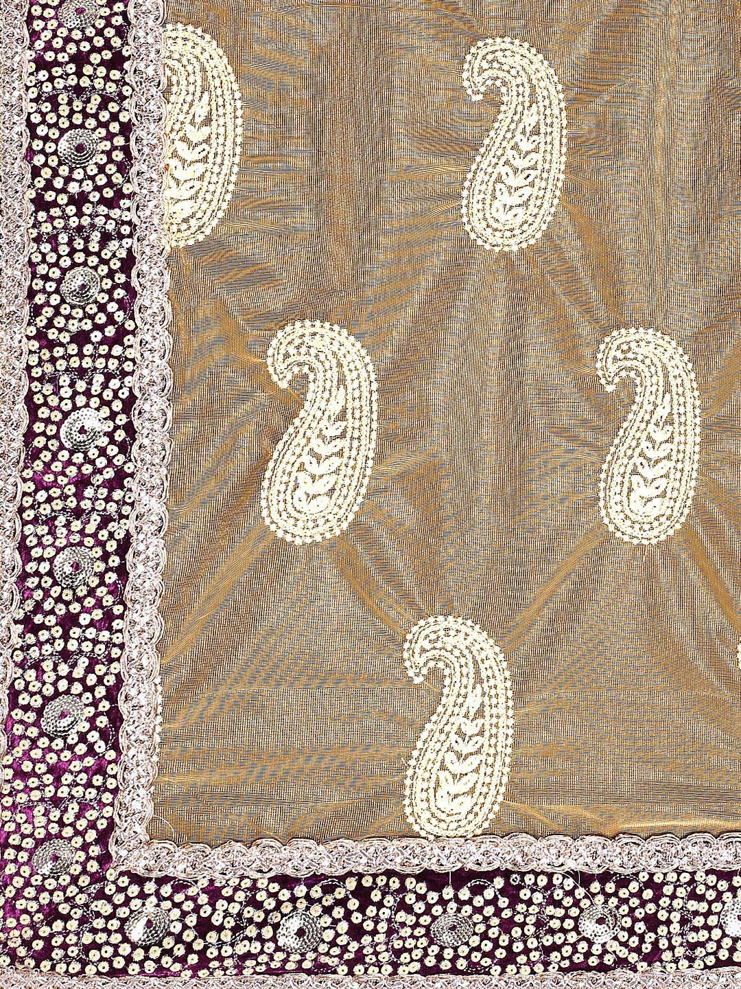 Gold Purple Half & Half saree with Sequin Resham Embroidery