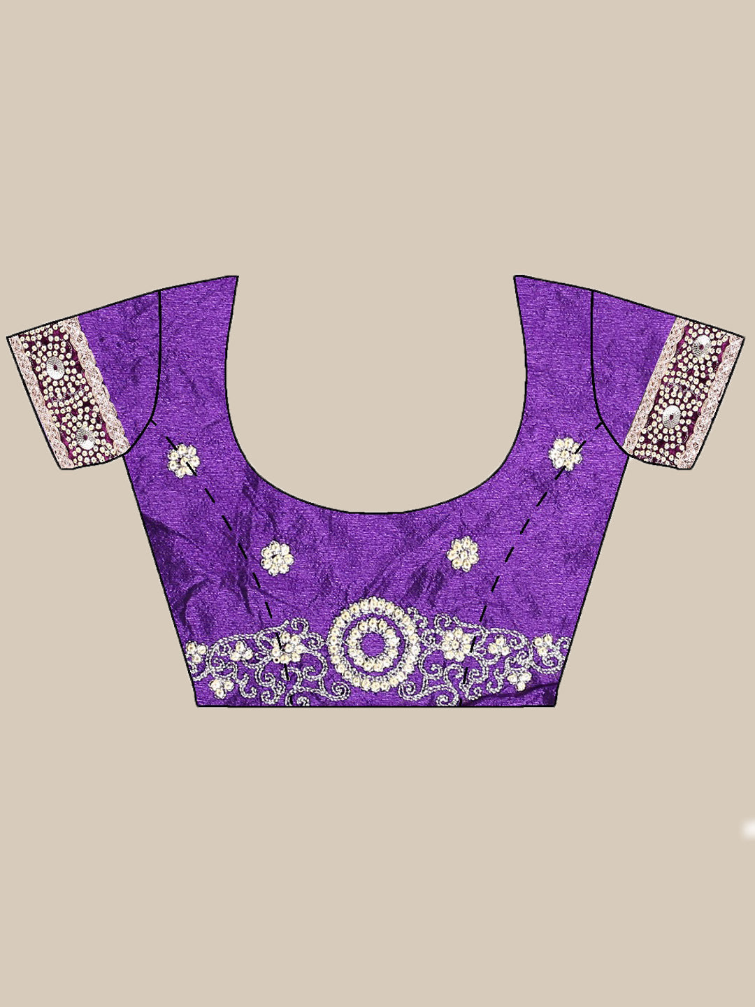 Gold Purple Half & Half saree with Sequin Resham Embroidery