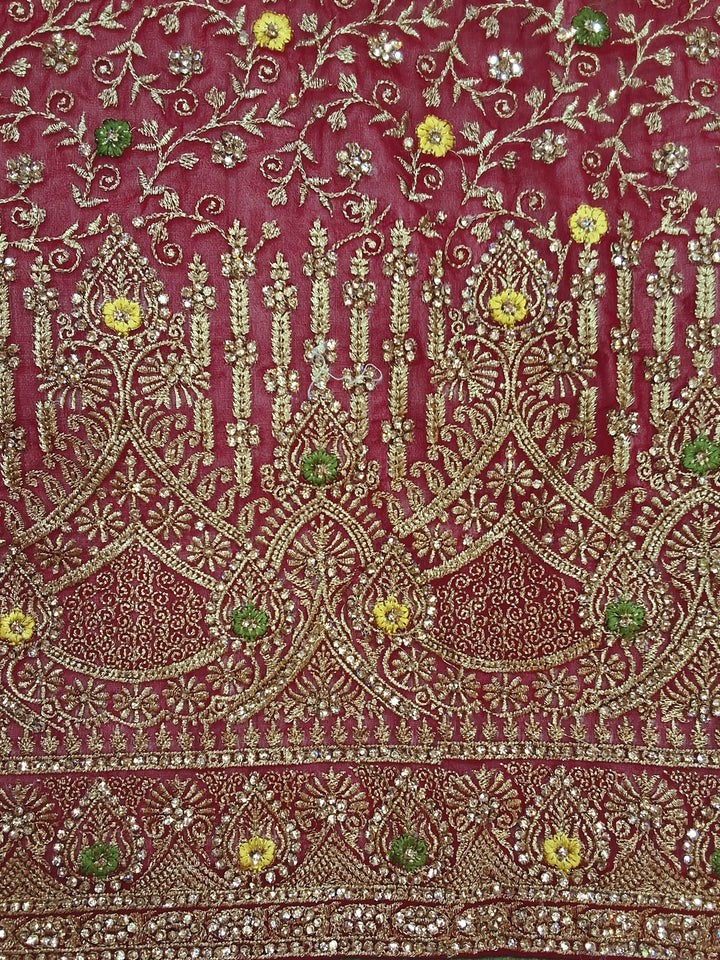 Zari & Stone Embroidered Georgette Saree with Blouse Piece