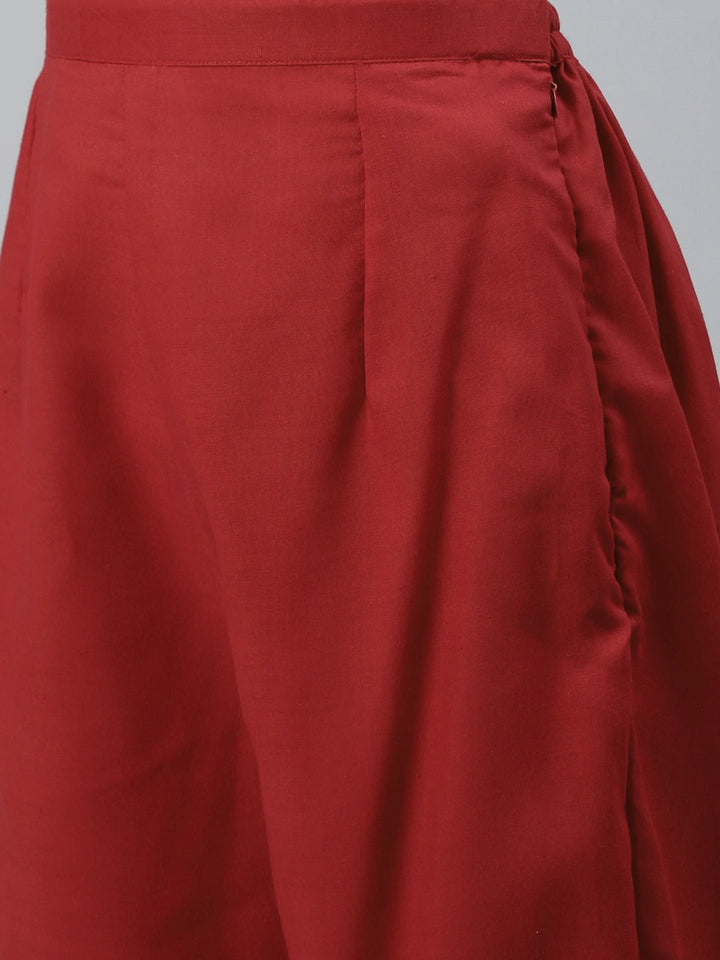 Cotton Kurta Pallazzo Set with Sequin, Gota Patti Embroidery & Digital Dupatta