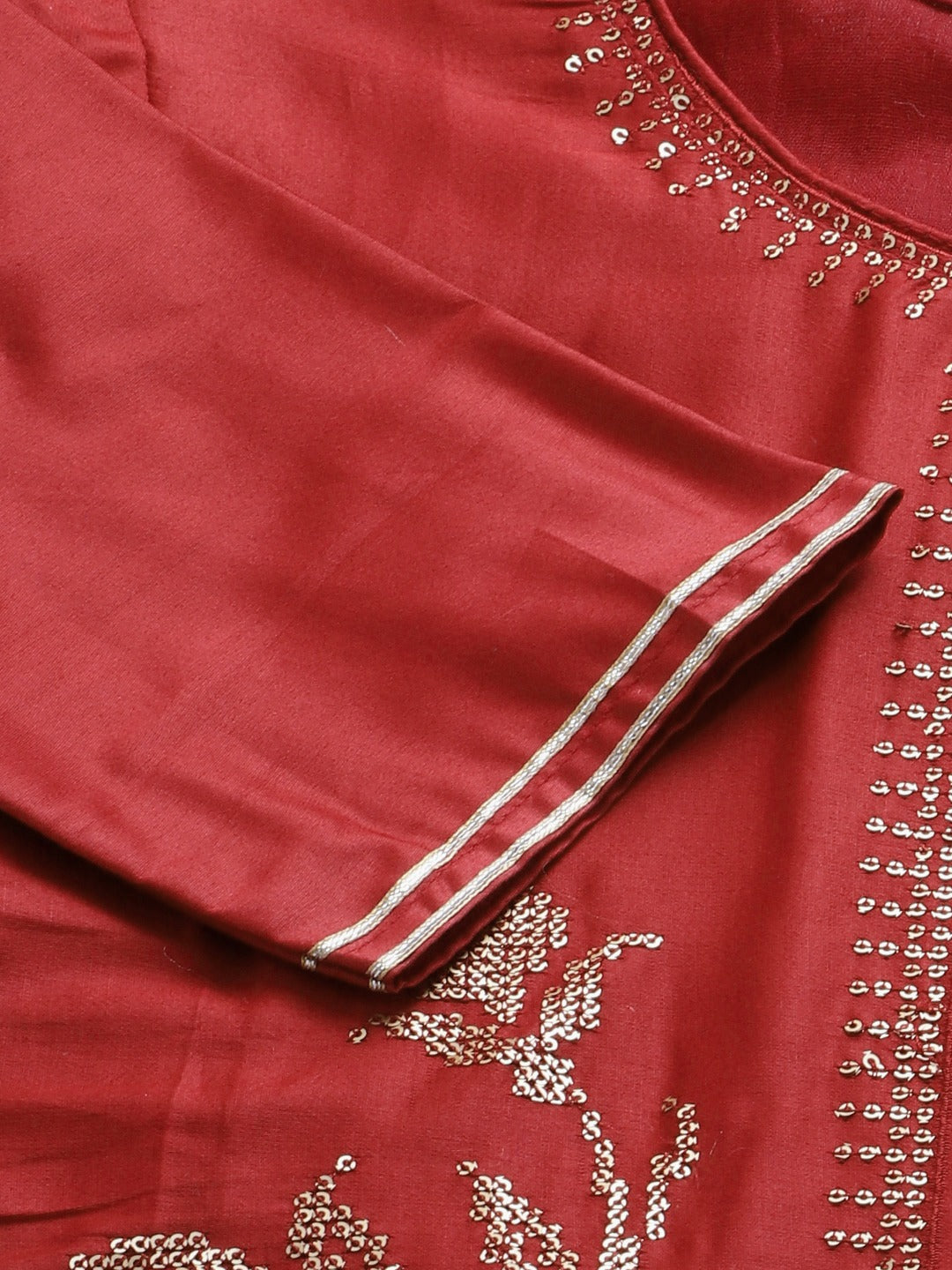 Cotton Kurta Pallazzo Set with Sequin, Gota Patti Embroidery & Digital Dupatta