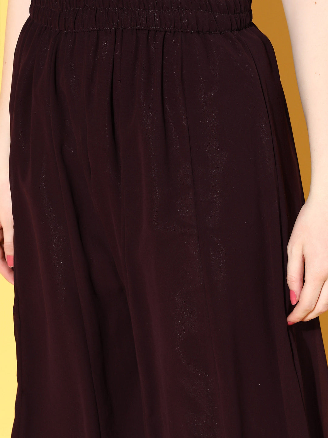 Brown Resham Embroidered High Slit Nyraa Style Kurta Palazzo Set