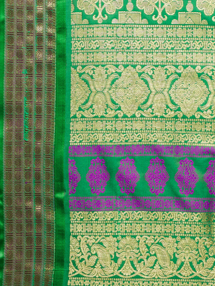 Purple & Green Banarasi Art Silk  Saree
