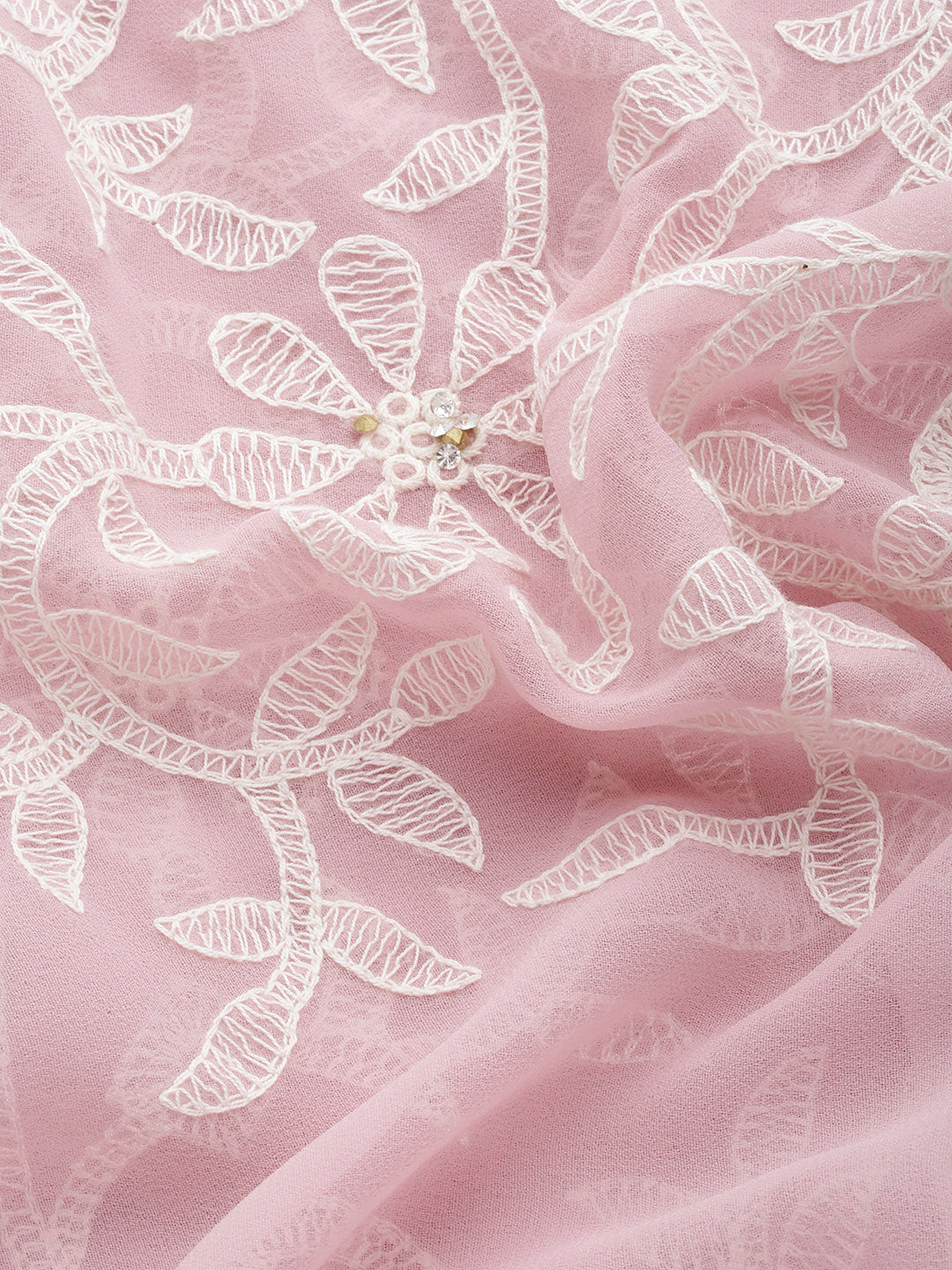 Summer Pink Thread Chicken Embroidered Georgette Party Wear Saree