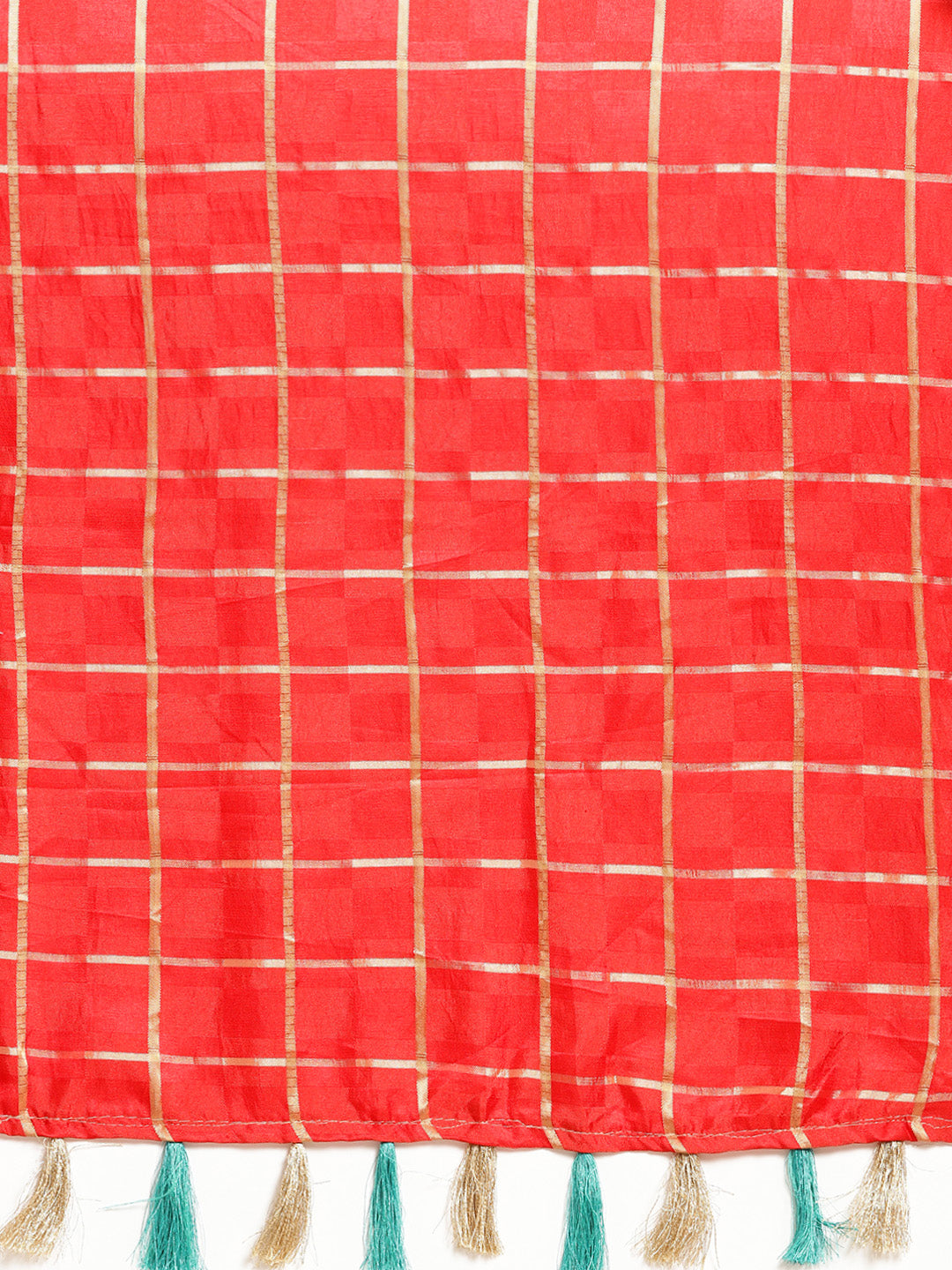 Checked Gharchola Style Saree with Peacock Motif Blouse