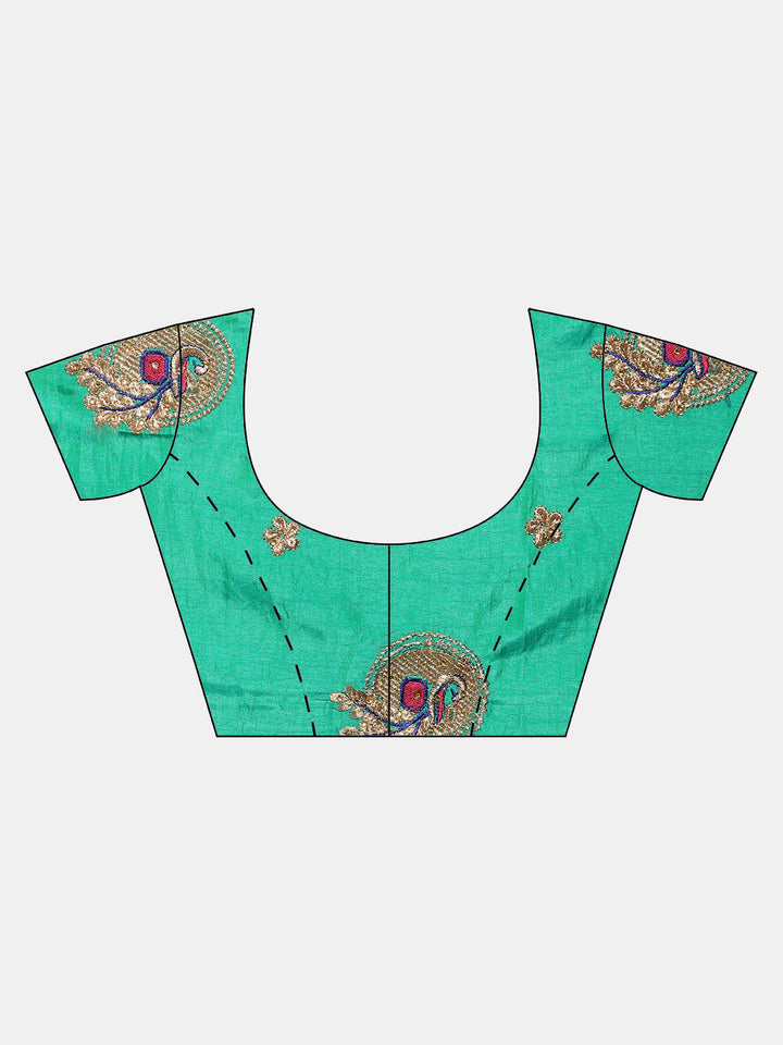 Checked Gharchola Style Saree with Peacock Motif Blouse