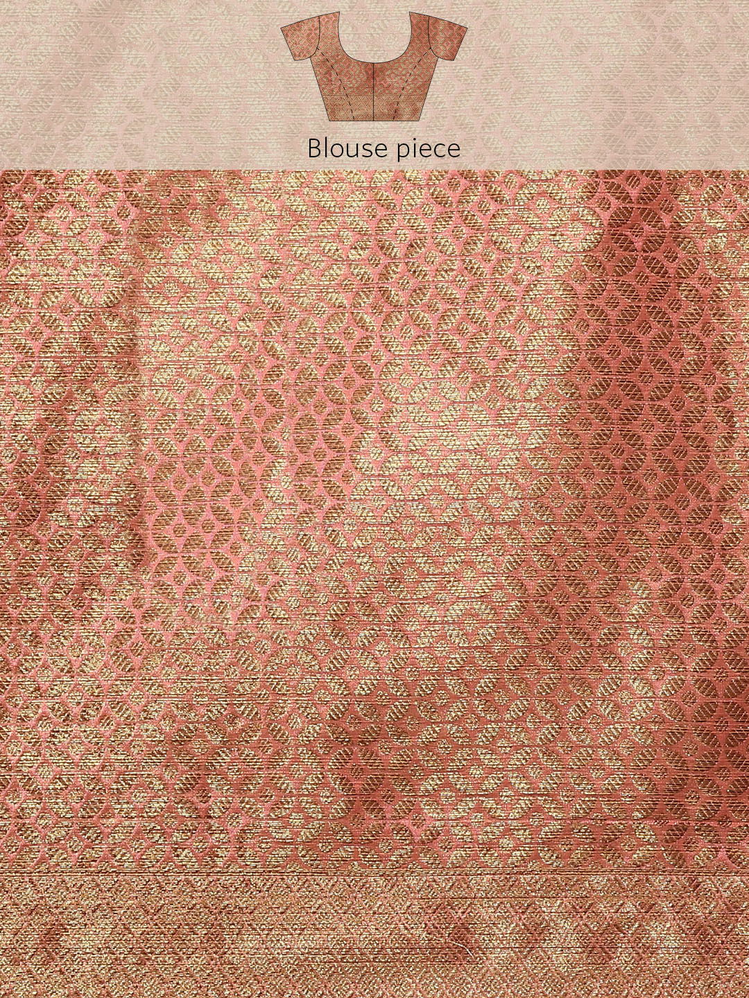 Gajari Pink Banarasi Chevron Pattern Oxidised Zari Chanderi Saree
