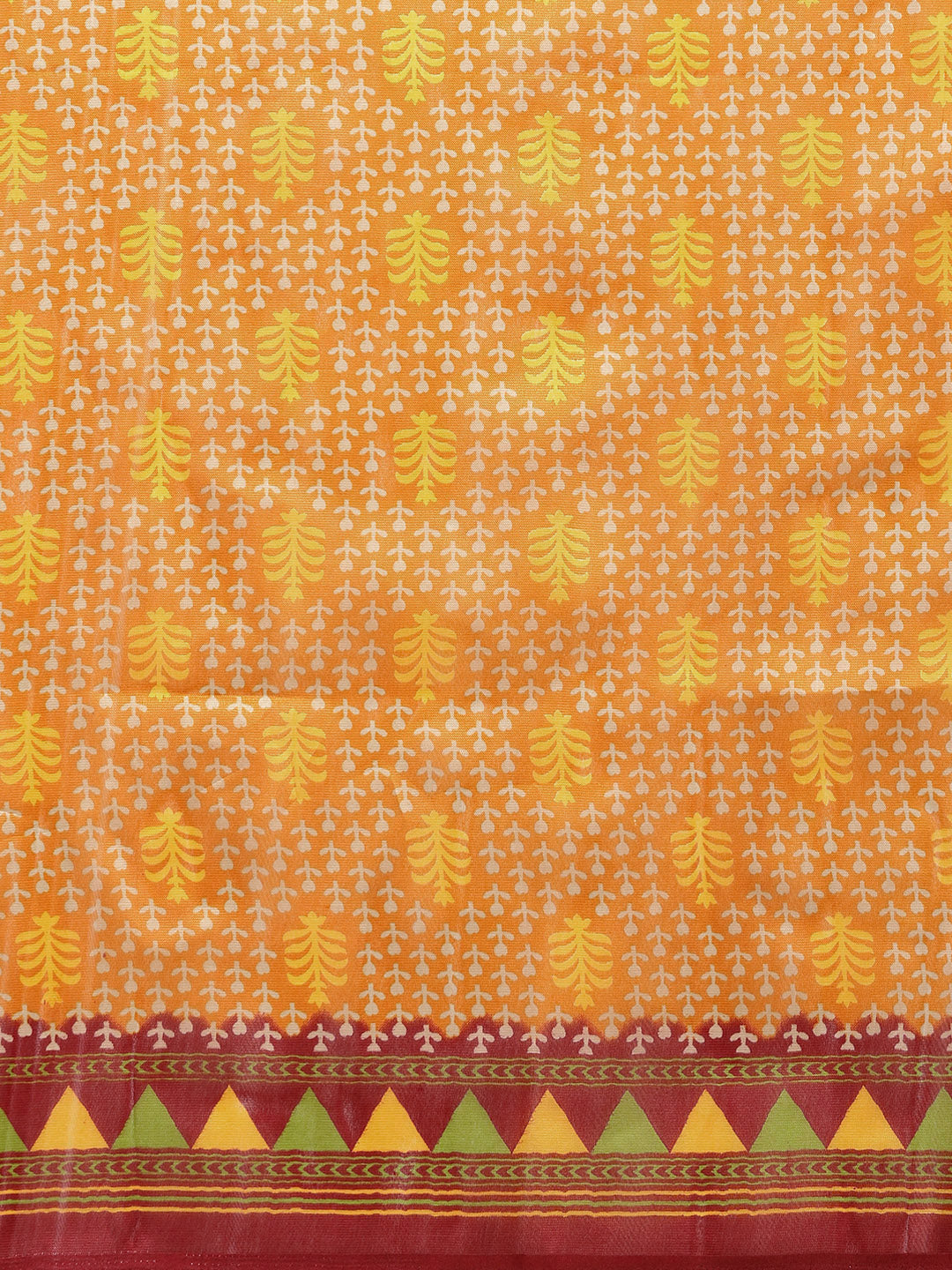 Silk Printed Saree with Patola Floral pattern and temple inspired border