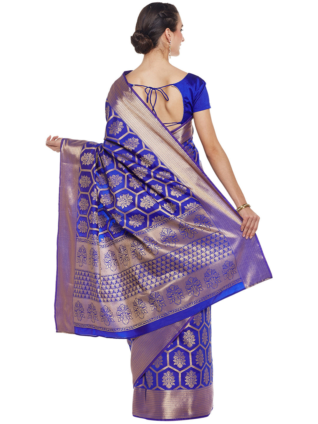 Blue Banarasi Embellished Art Silk  Saree