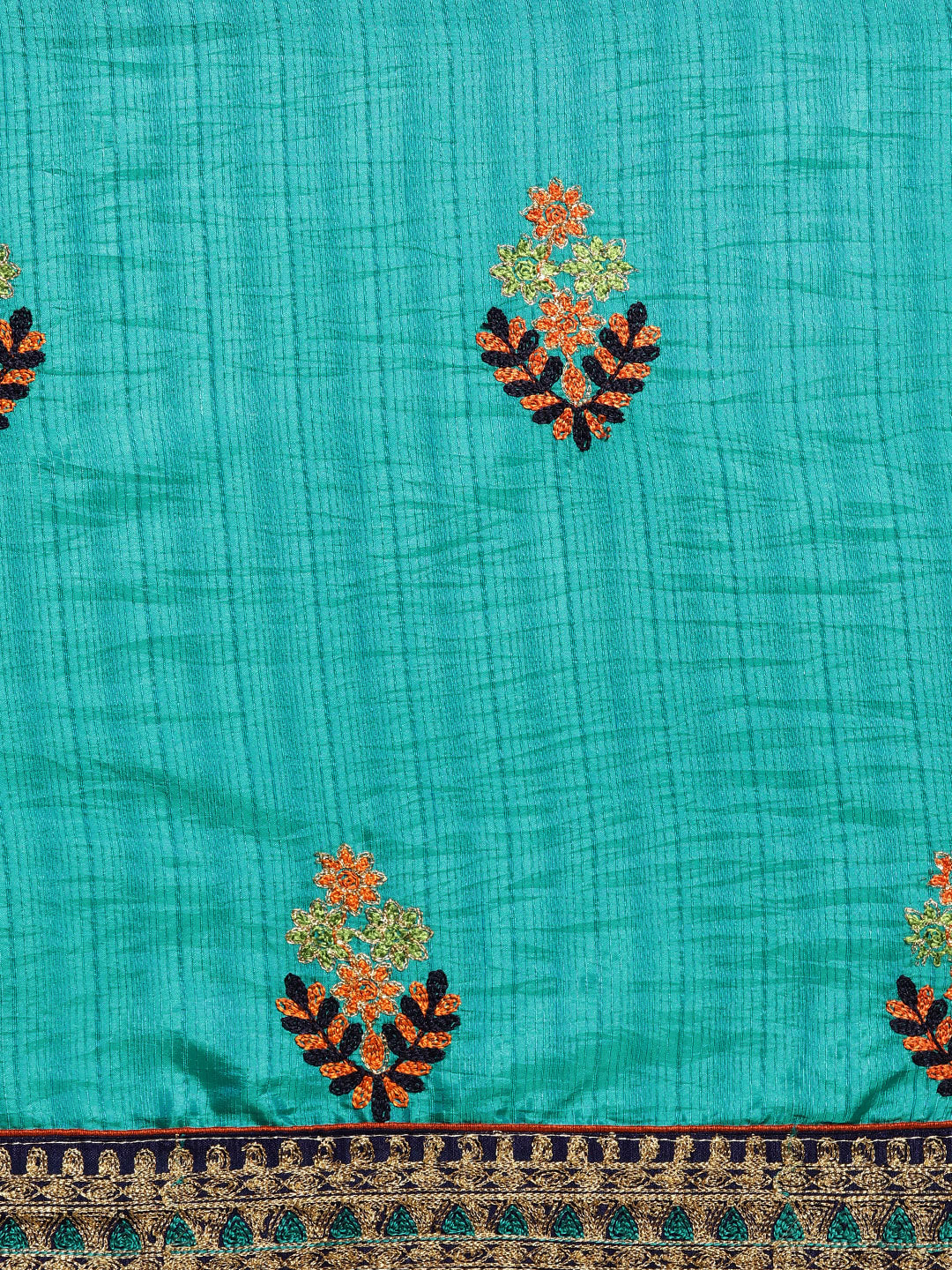 Textured Silk Saree with Resham Zari Embroidery and Rich Border Pallu
