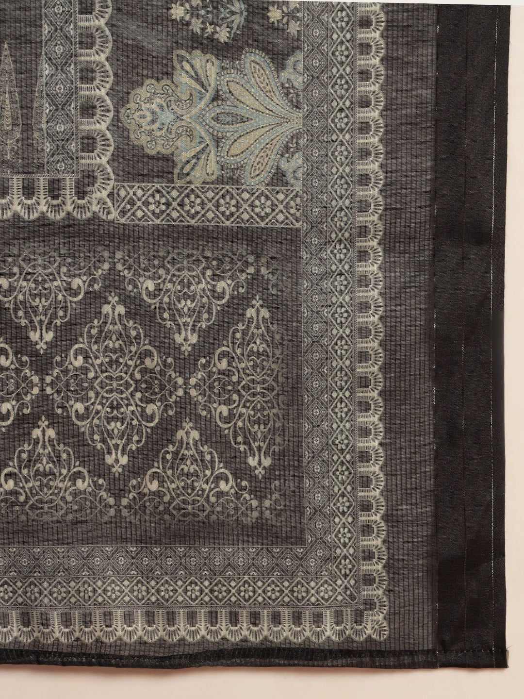 Chhaba 555 Black Printed & Mirror Work Embellished Straight Kurta With Solid Pant & Printed Dupatta