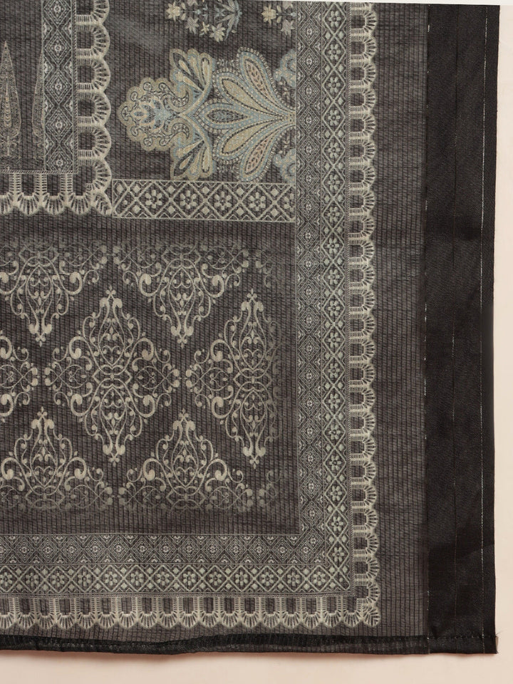 Chhaba 555 Black Printed & Mirror Work Embellished Straight Kurta With Solid Pant & Printed Dupatta