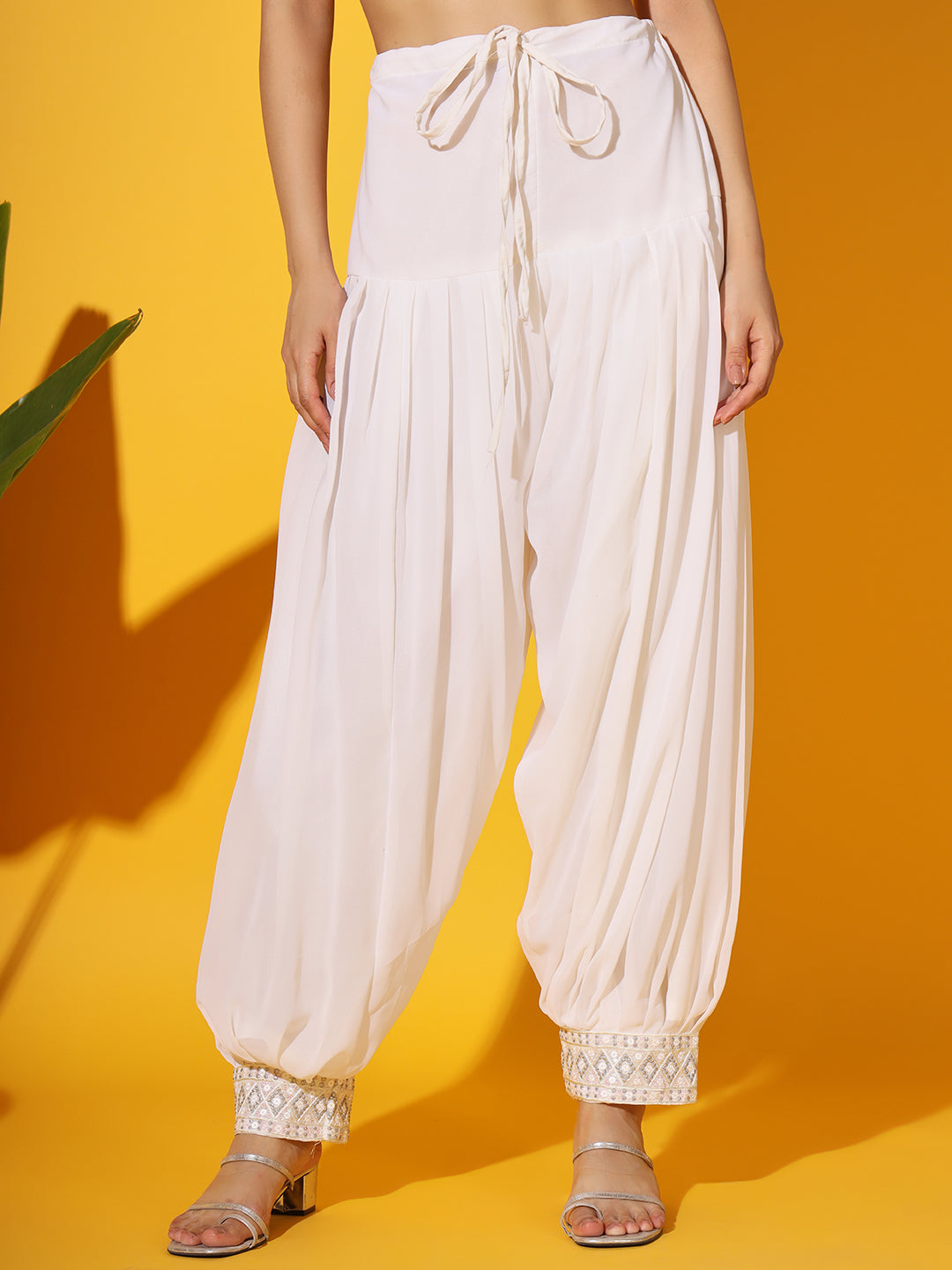 Peplum Resham Embroidered Kurta Set with Embellished Afghan Salwar