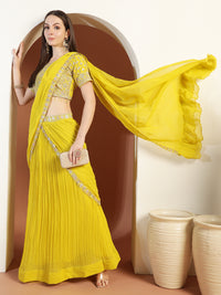 Chhabra 555 Sequinned Pre-Draped Lehenga Set with Embroidered Tasseled Choli and Attached Dupatta