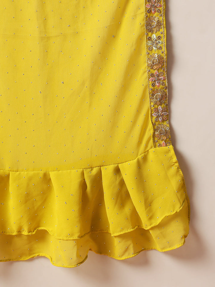 Chhabra 555 Sequinned Pre-Draped Lehenga Set with Embroidered Tasseled Choli and Attached Dupatta