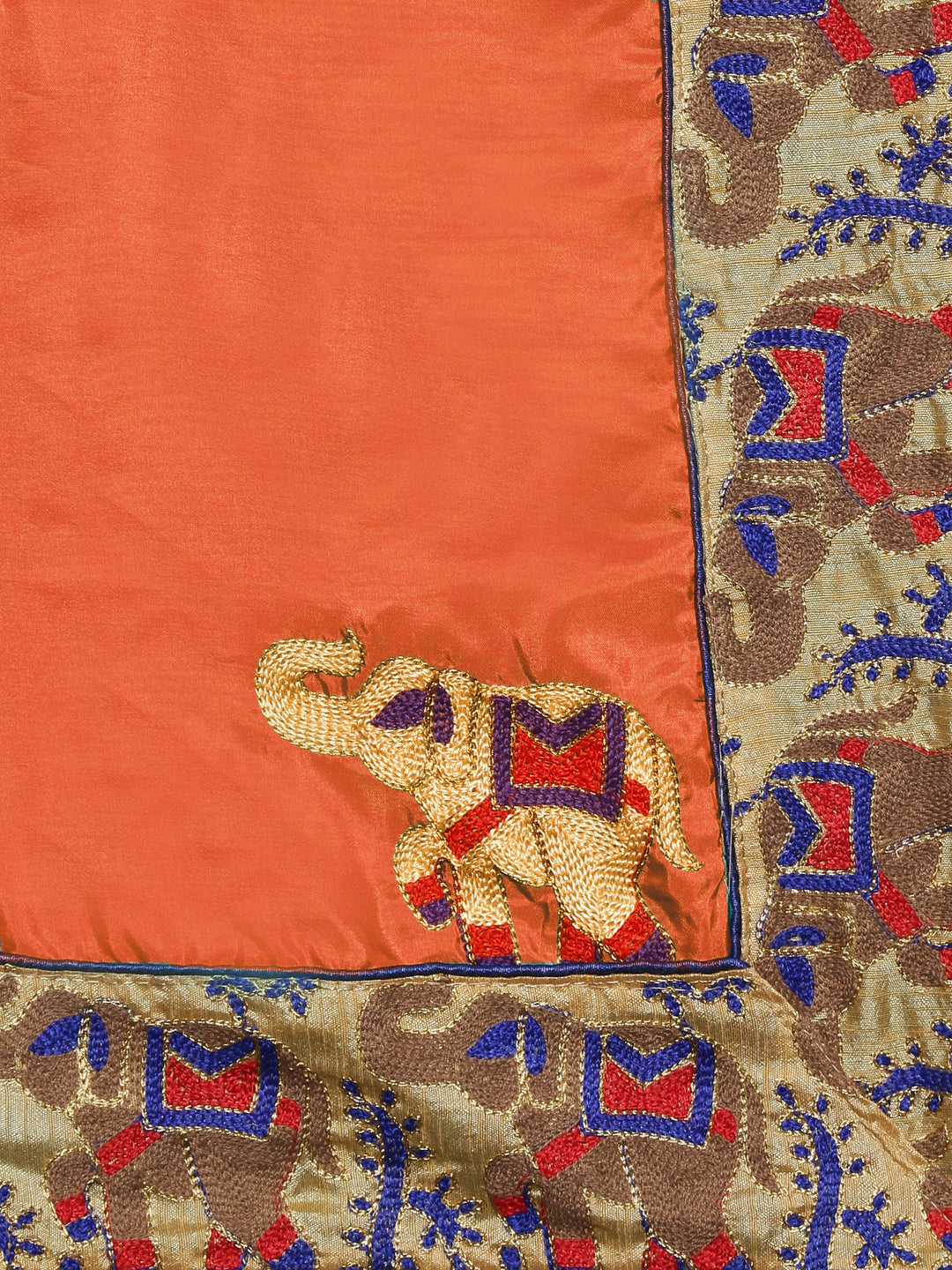 Orange Art Silk Embroidered Party Wear Saree