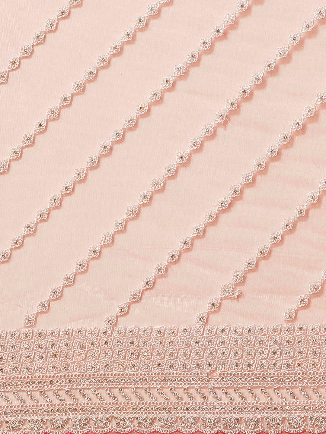 Net Scalloped Cocktail Saree with Resham White Embroidery and Crystal embellishments