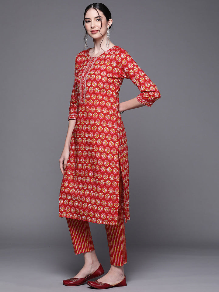 Cotton Batik Print Kurta Set with Bandhani Dupatta