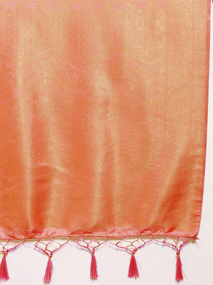 Zari Woven Ethnic Kanjeevaram Handloom Saree with Gold