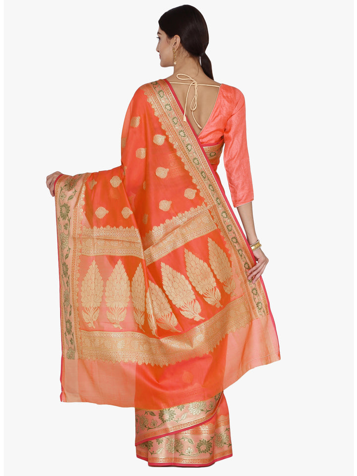 Orange Woven Design Banarasi Silk Saree