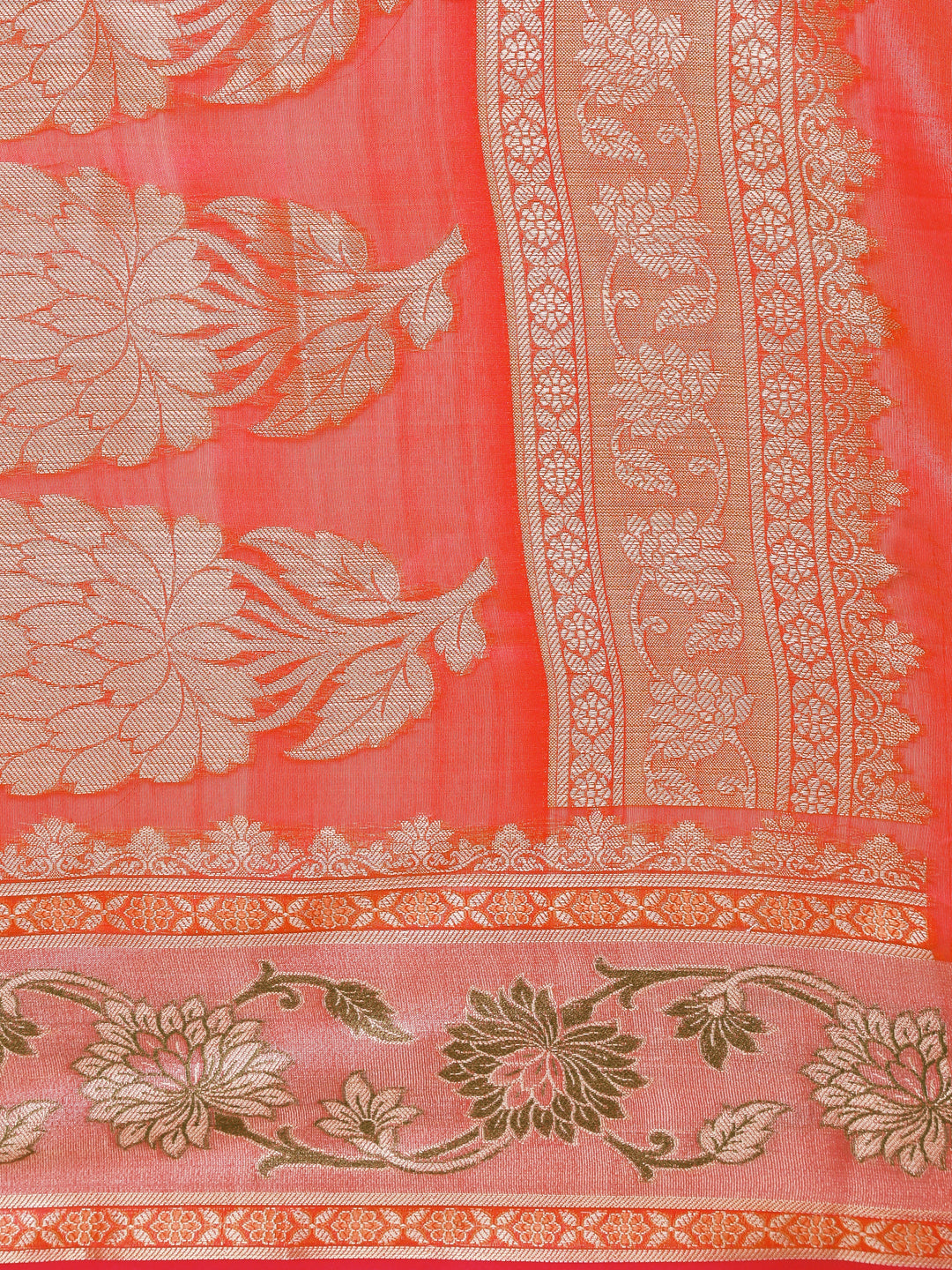 Orange Woven Design Banarasi Silk Saree