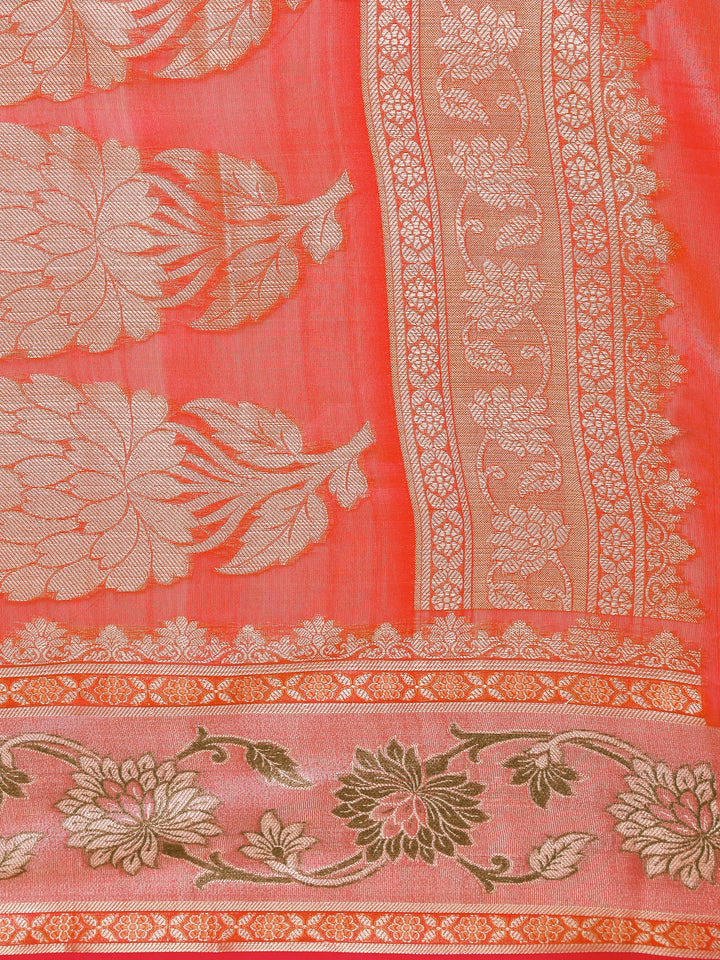 Orange Woven Design Banarasi Silk Saree