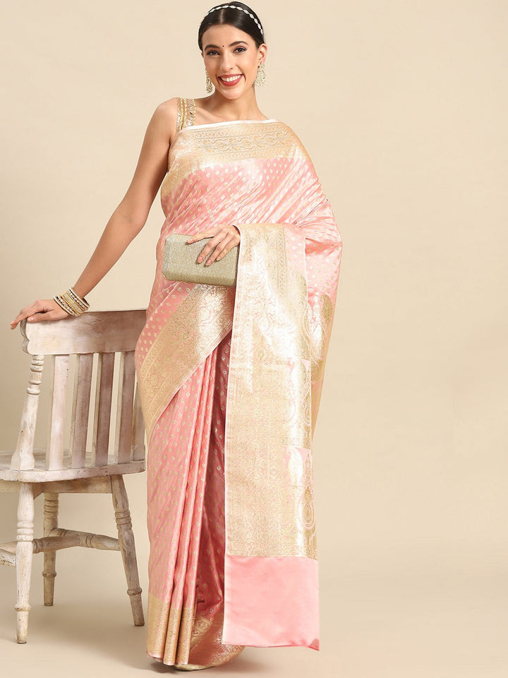 Pastel Pink Kanjeevaram Heavy Silk Traditional Saree