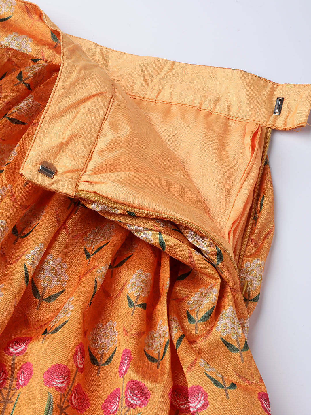 Digital Print Lehenga with Jacket Style Bell Sleeve Crop Top