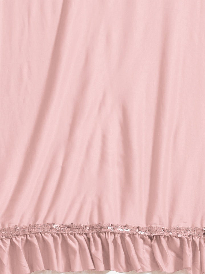 Baby Pink Ruffled Romantic Saree with Festive Layering & Bling Sequence Embroidery Blouse