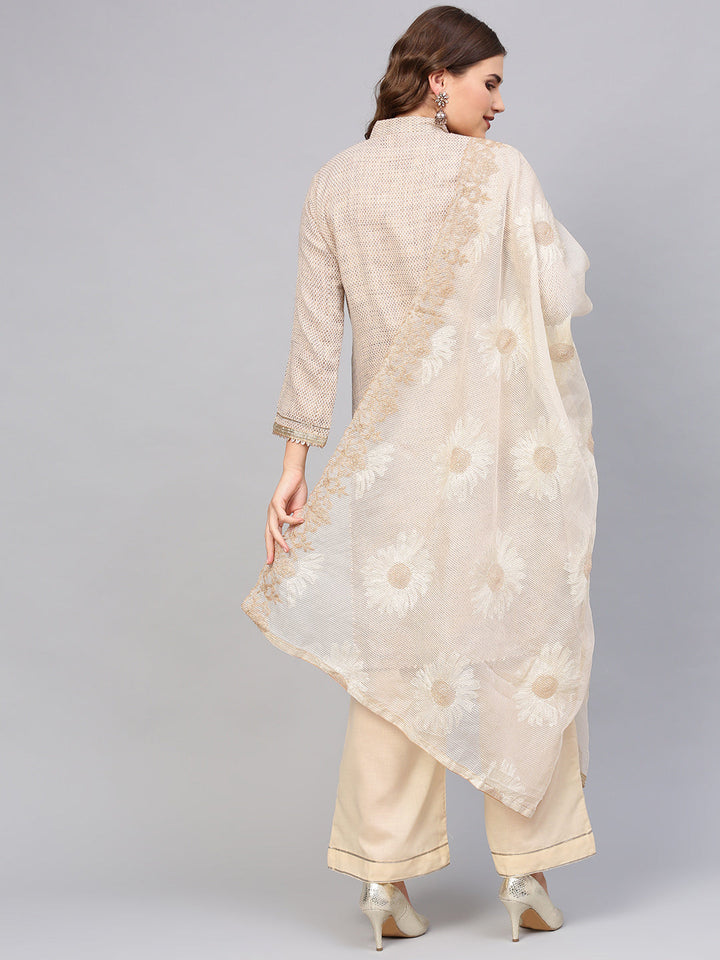 Printed Kurta with Resham Embroidered Dupatta