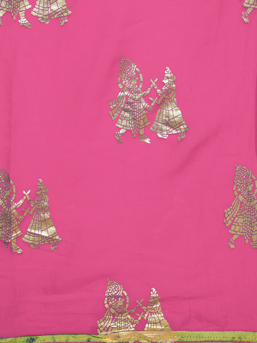 Pink Georgette Foil Print Embellished Party Wear Saree