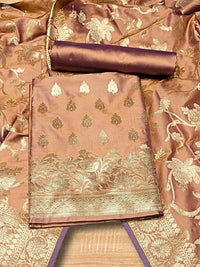 Chhabra 555 Banarasi Satin Silk Dress Material with Floral Zari Weave & Tasseled dupatta 