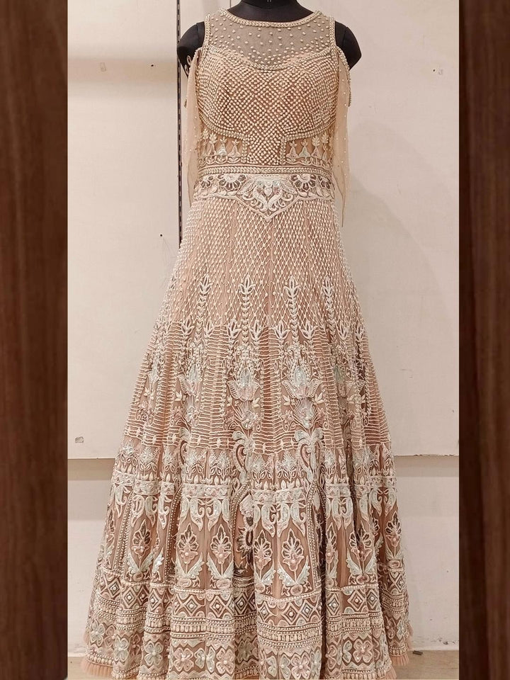 Pastel heavy Work Embellished Engagement Gown Dress