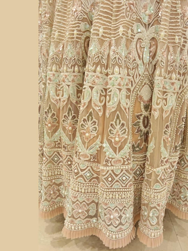 Pastel heavy Work Embellished Engagement Gown Dress