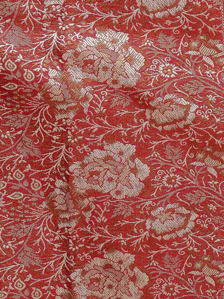 Red & Green  Art Silk Woven Design Party Wear Saree