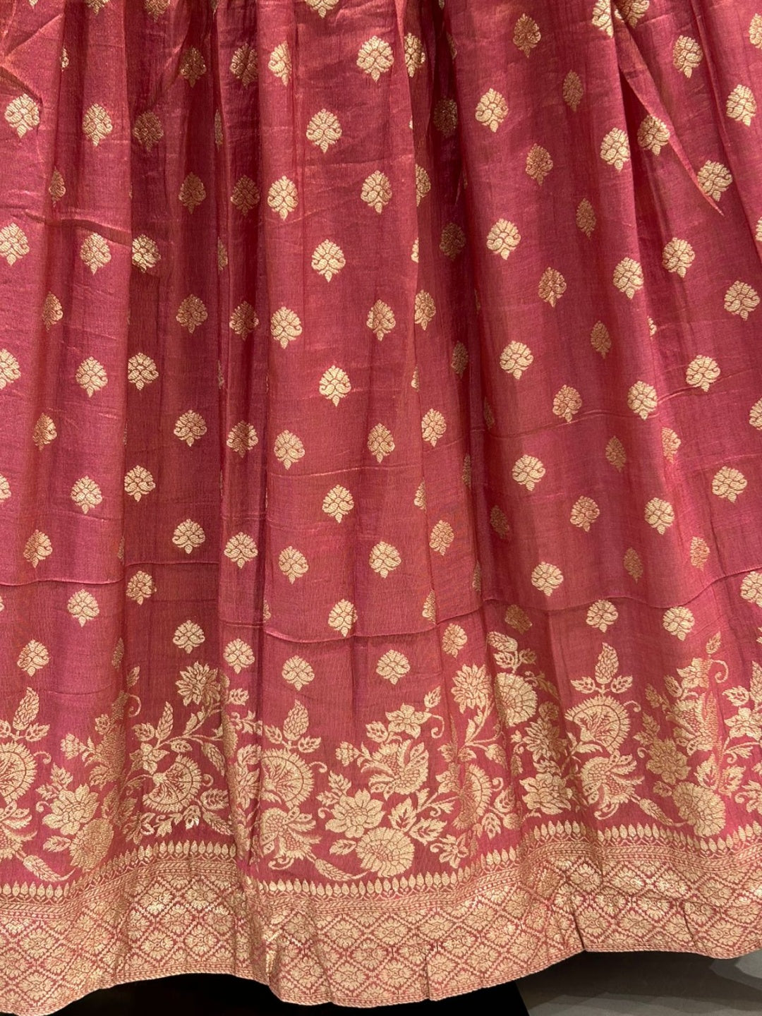 Banarasi Brocade Kurta Set with Zari Woven Skirt, Sequinned Dupatta & Tasseled Hemline