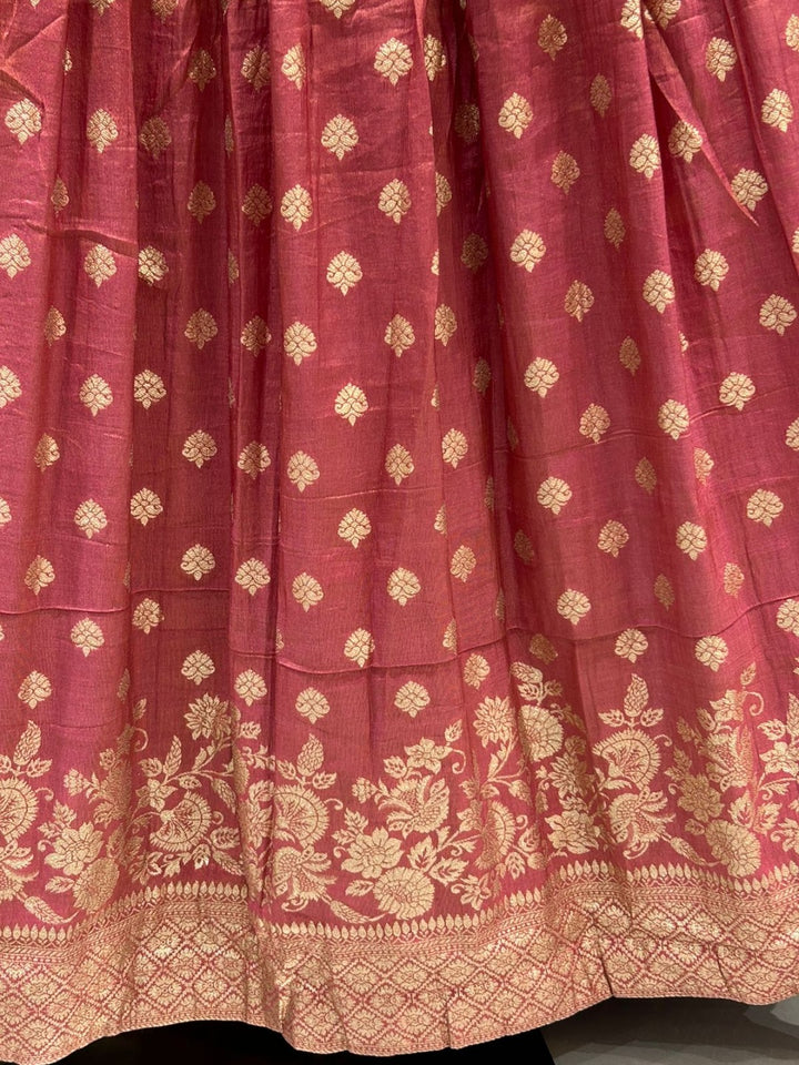 Banarasi Brocade Kurta Set with Zari Woven Skirt, Sequinned Dupatta & Tasseled Hemline