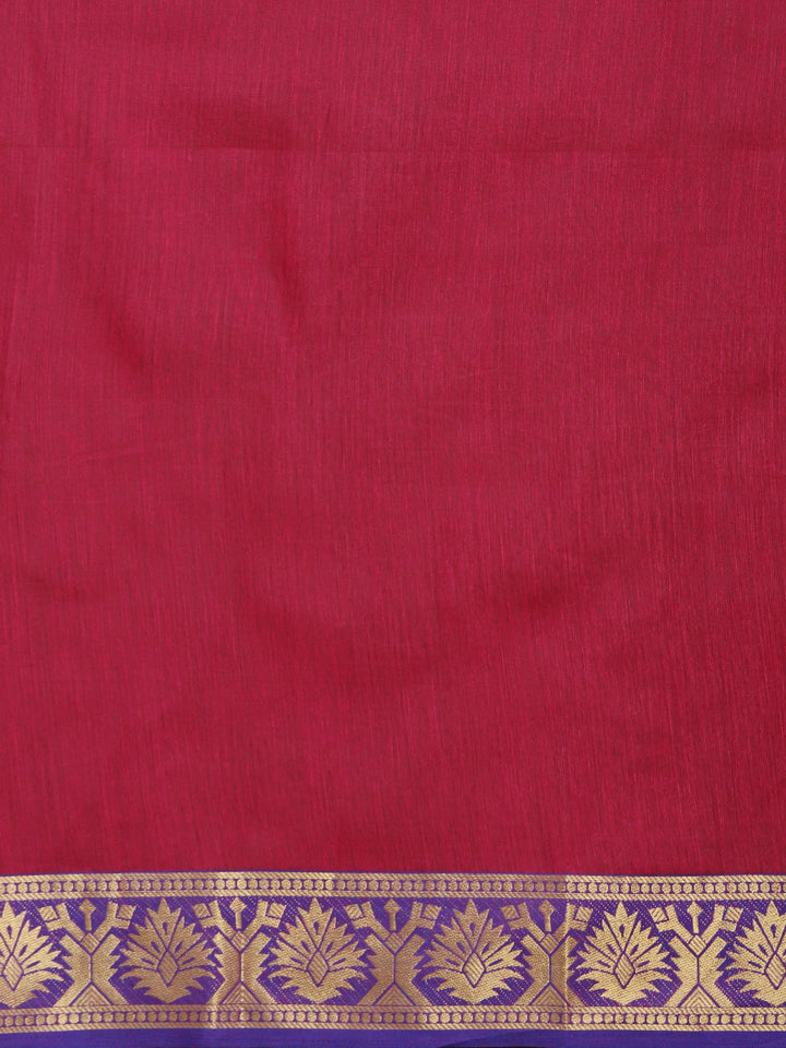 Pink Chanderi Silk Saree with Contrast Zari Woven Border