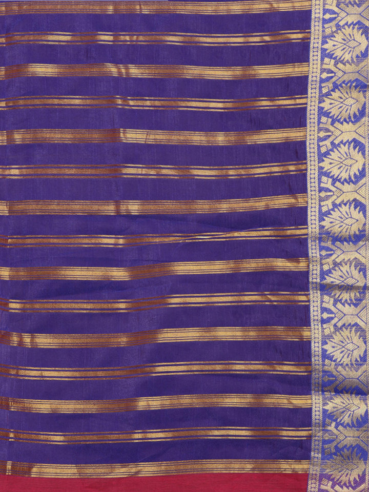 Pink Chanderi Silk Saree with Contrast Zari Woven Border