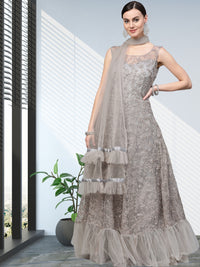 Anarkali Cocktail Gown with Ruffled Dupatta