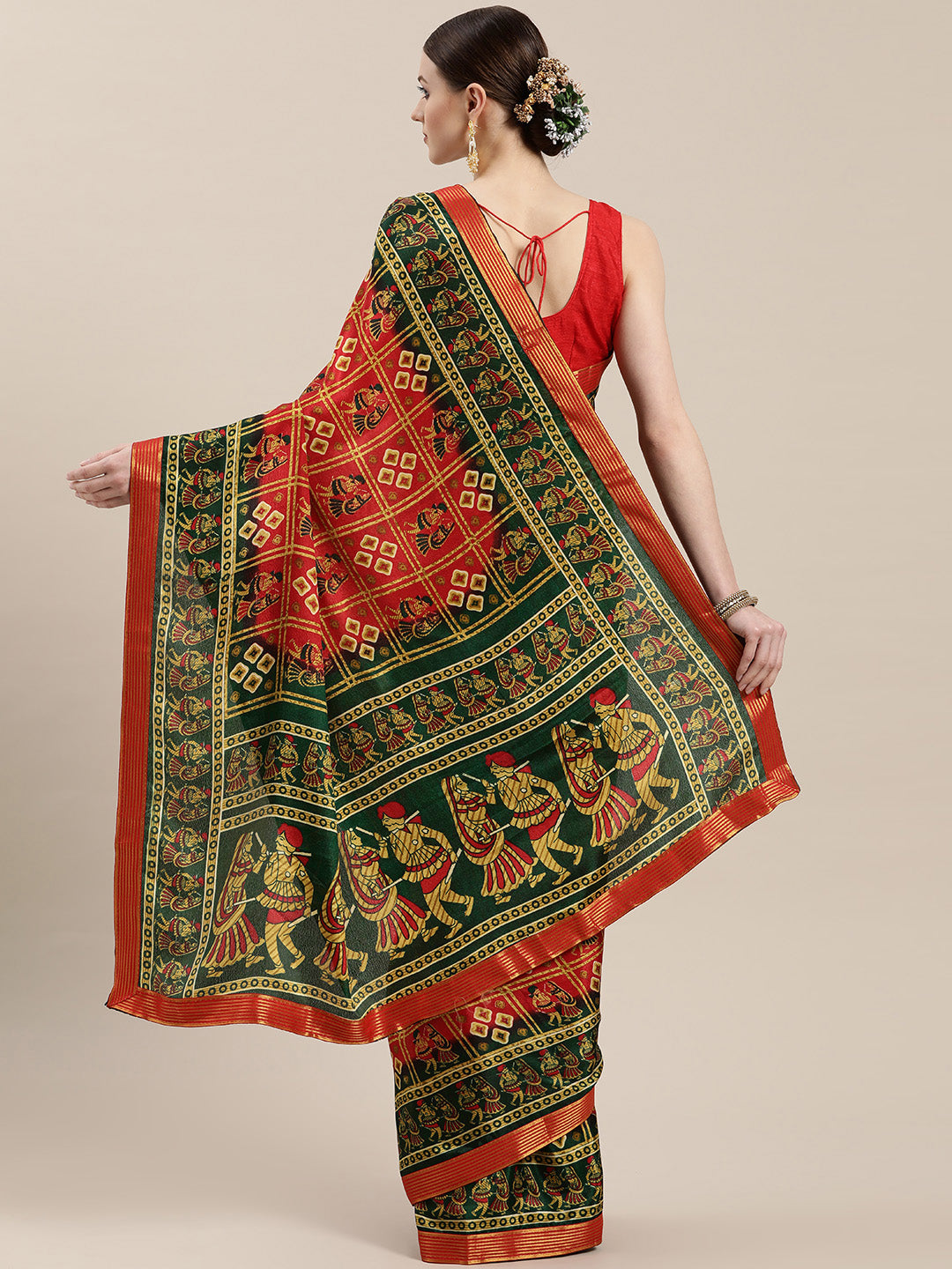 Bandhani Satin Crepe Saree