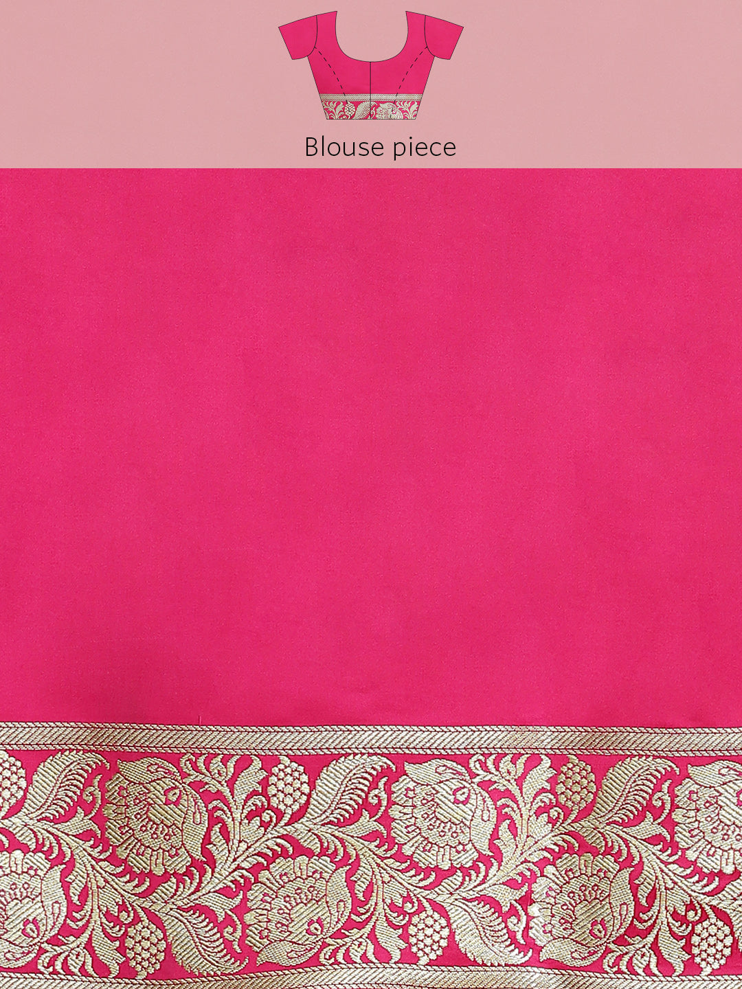 Banarasi Silk Saree With Gold Zari Weaves & Contrast Border